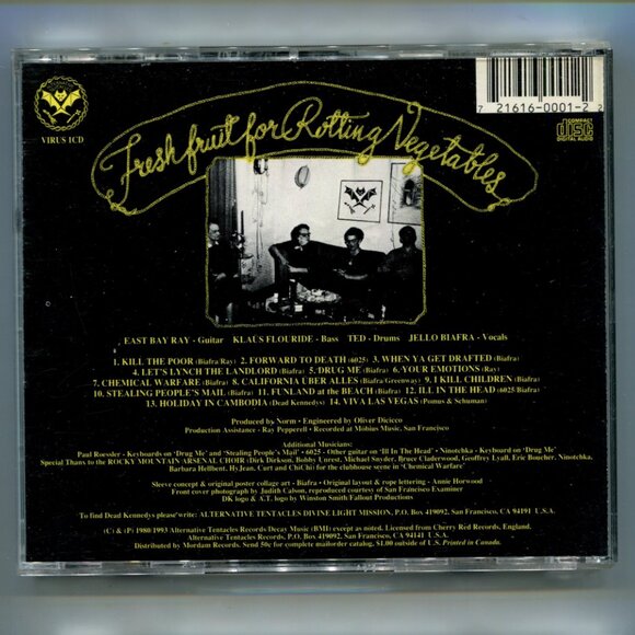 1993 Dead Kennedys "Fresh Fruit For Rotting Vegetables" CD - Picture 2 of 2